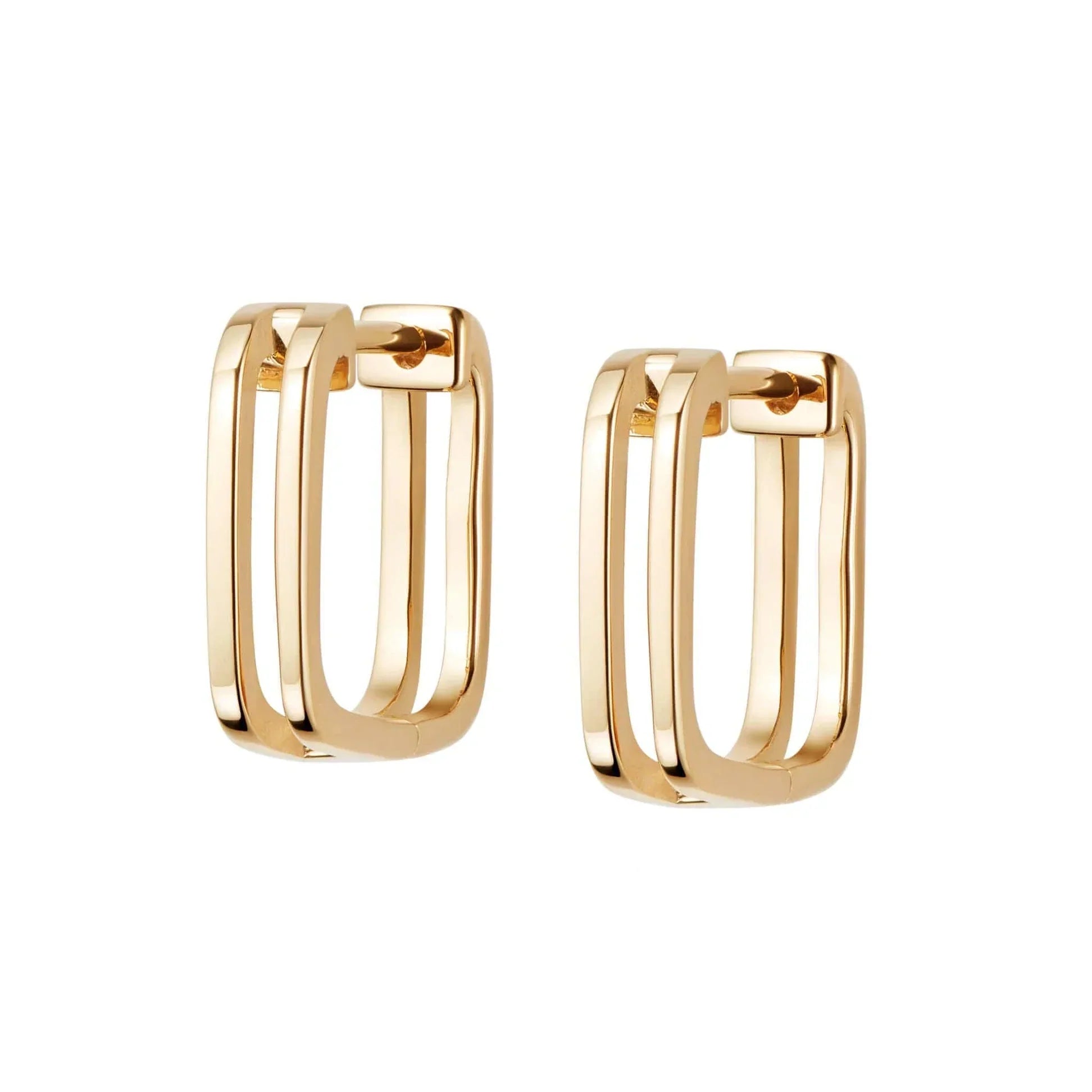 Elegant Dual-Band Square Hoop Earrings