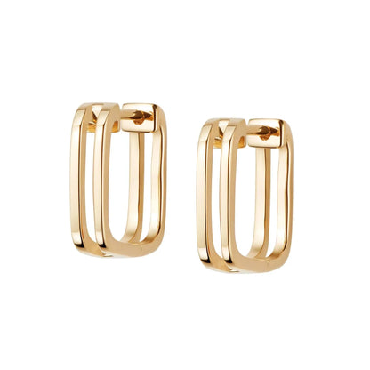 Elegant Dual-Band Square Hoop Earrings 1