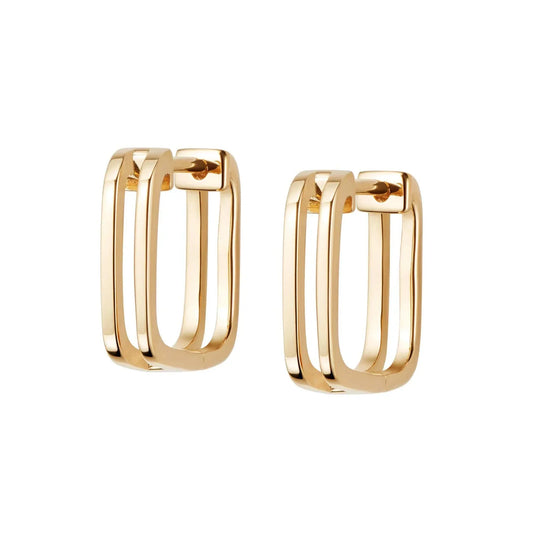 Elegant Dual-Band Square Hoop Earrings