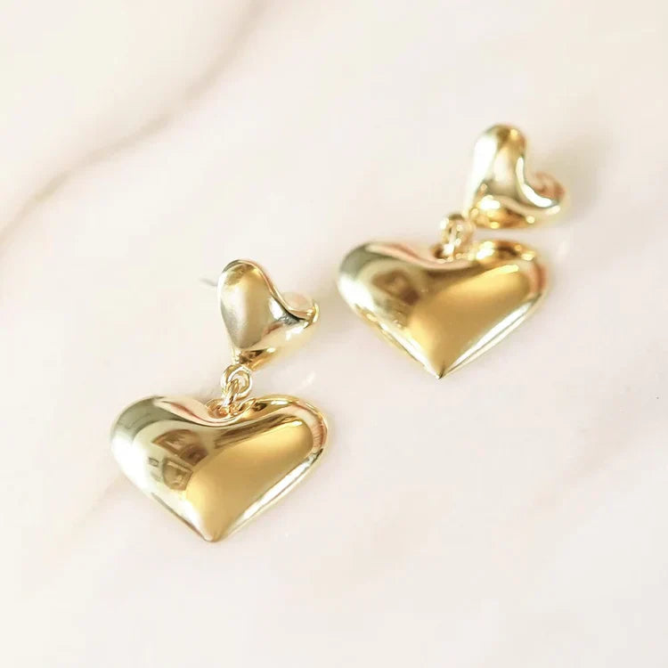 Golden Heart Duo Drop Earrings 4