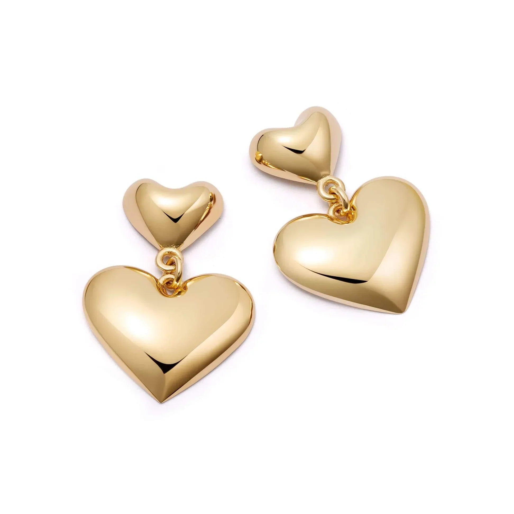 Golden Heart Duo Drop Earrings 1