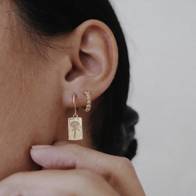 Golden Blossom Hoop Earrings