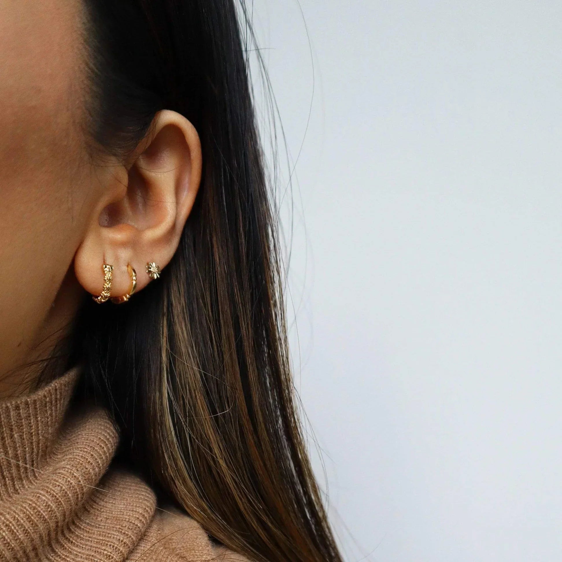 Golden Blossom Hoop Earrings