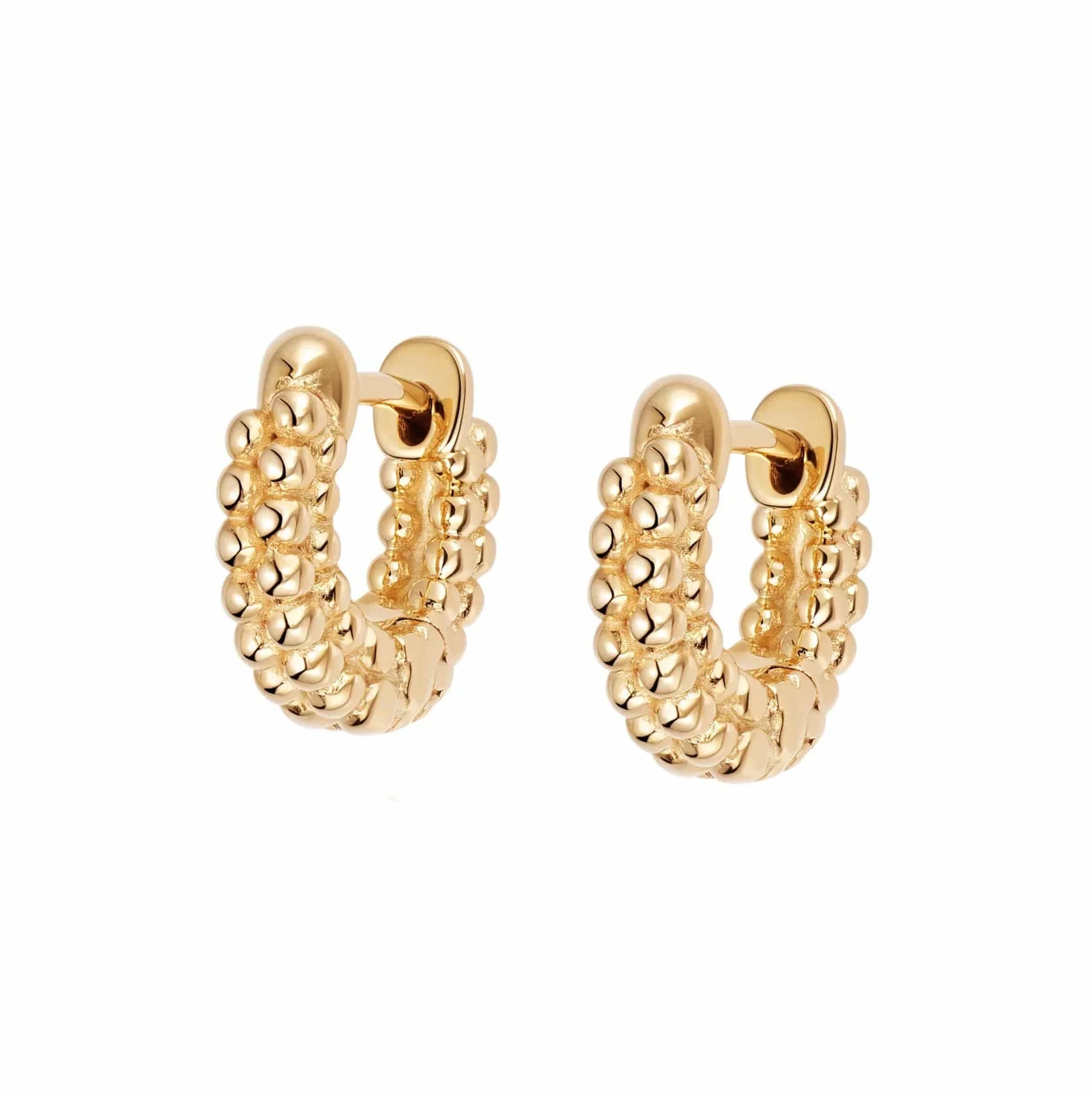 Mini Ball Huggie Hoop Earrings, Gold 1