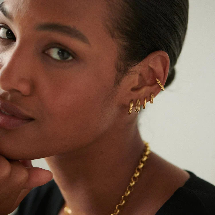 Mini Ball Huggie Hoop Earrings, Gold 2
