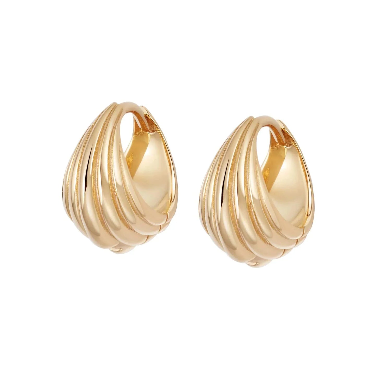 Golden Wave Huggie Hoops Earrings 1