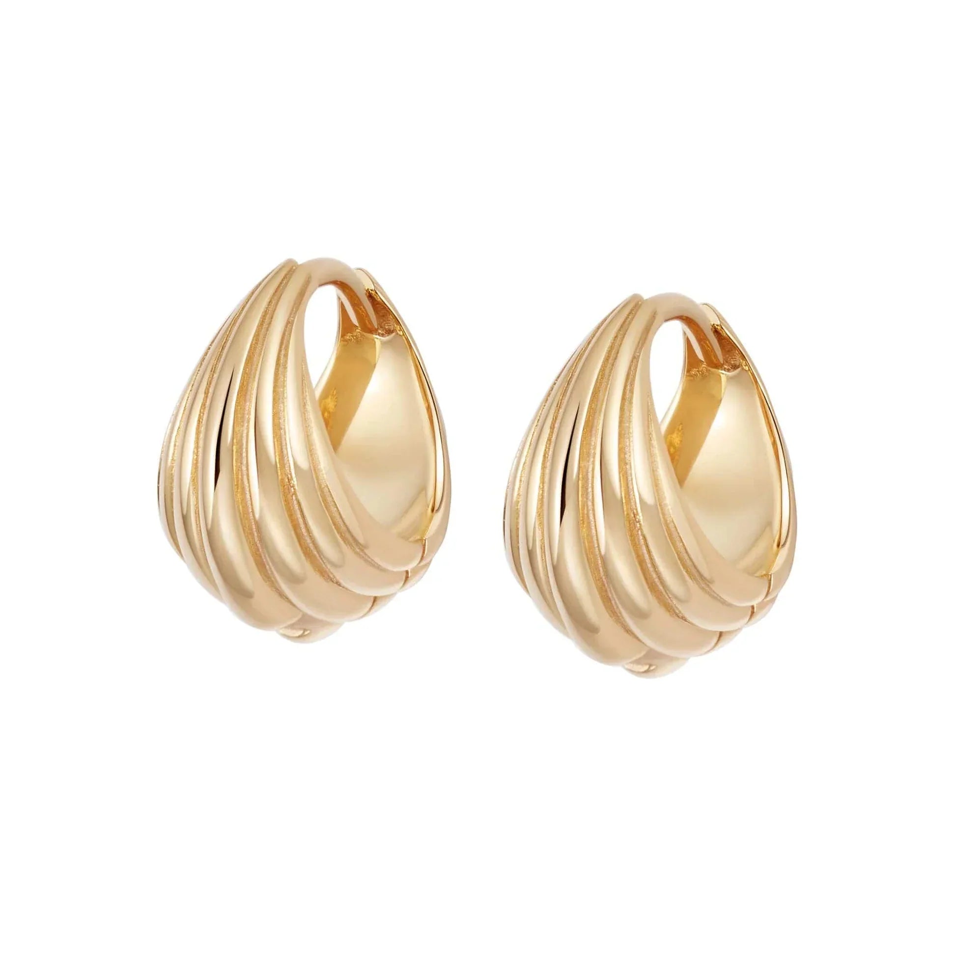 Golden Wave Huggie Hoops Earrings