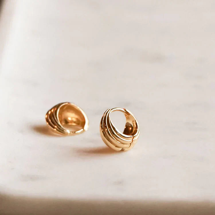 Golden Wave Huggie Hoops Earrings