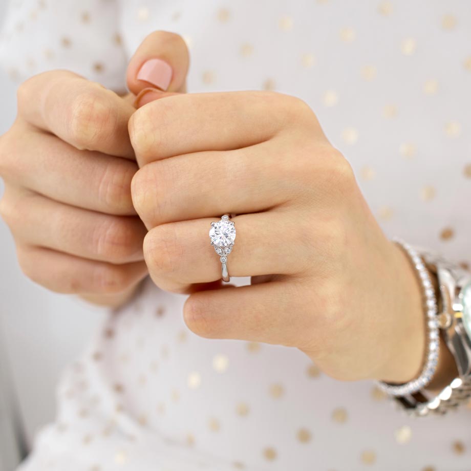 1.0 CT Round Lab-Grown Diamond Vintage Pave Engagement Ring 6