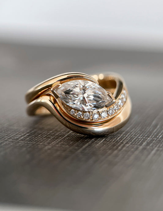 Solitaire Rapture & Pave Band- Oval Lab Grown Diamond Bridal Set