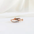 Load image into Gallery viewer, 0.03 TCW Round Lab-Grown Diamond Criss Cross Pave Rose Gold Wedding Band
