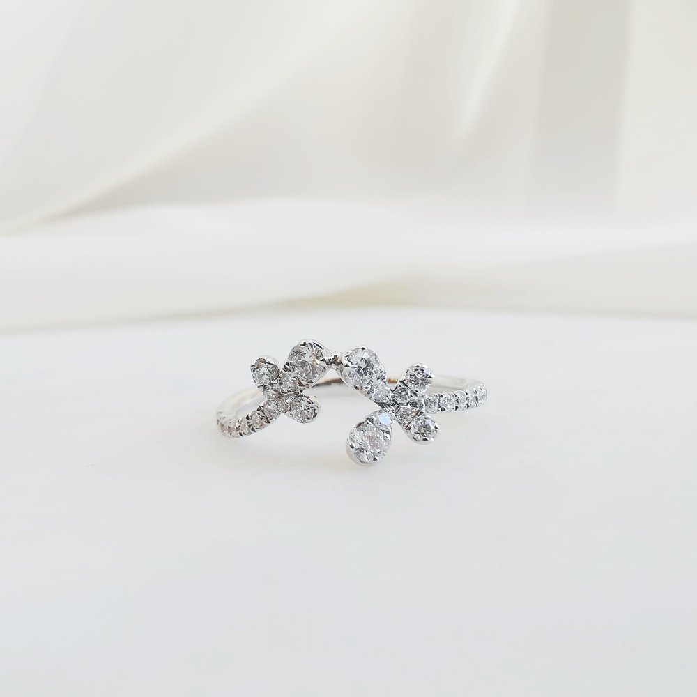 Exquisite 0.41 TCW Round Lab-Grown Diamond Floral Wedding Band 1