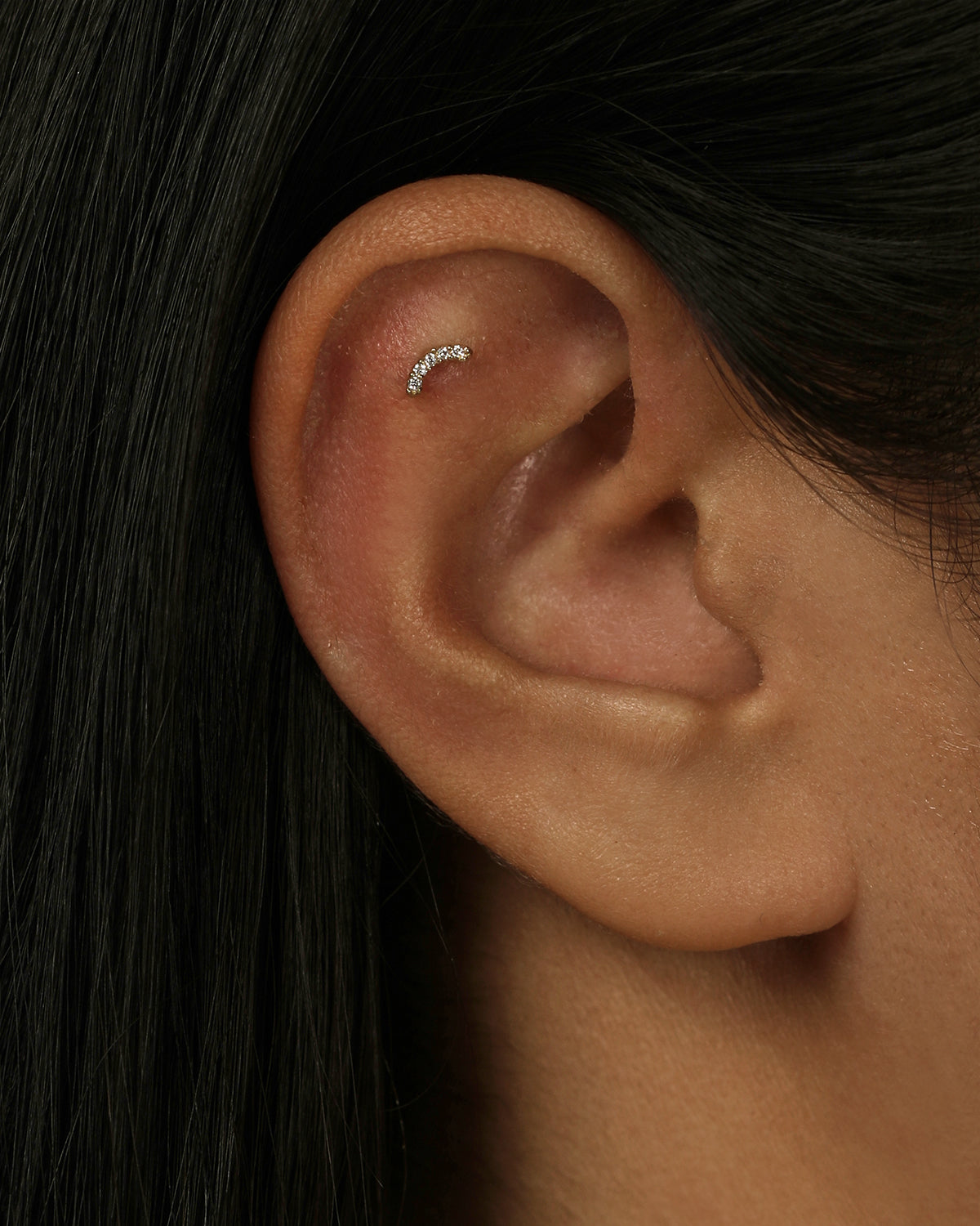 Radiant 0.09 TCW Round Lab Grown Diamond Curved Cartilage Stud 5