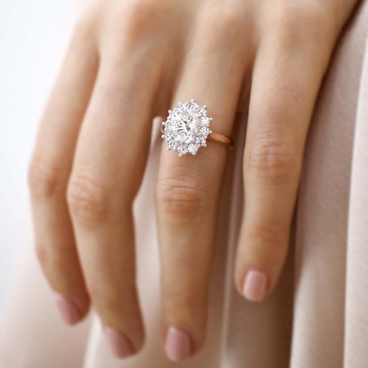 2.0 CT Oval Lab-Grown Diamond Ring In Halo Setting 4