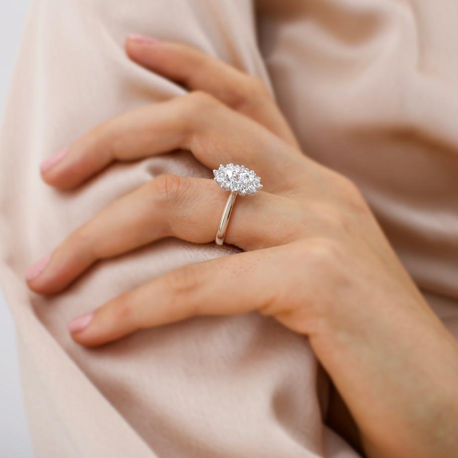 2.0 CT Oval Lab-Grown Diamond Ring In Halo Setting 5