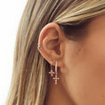 Load image into Gallery viewer, 0.40 TCW Round Lab-Grown Diamond Cross Dangle Earrings
