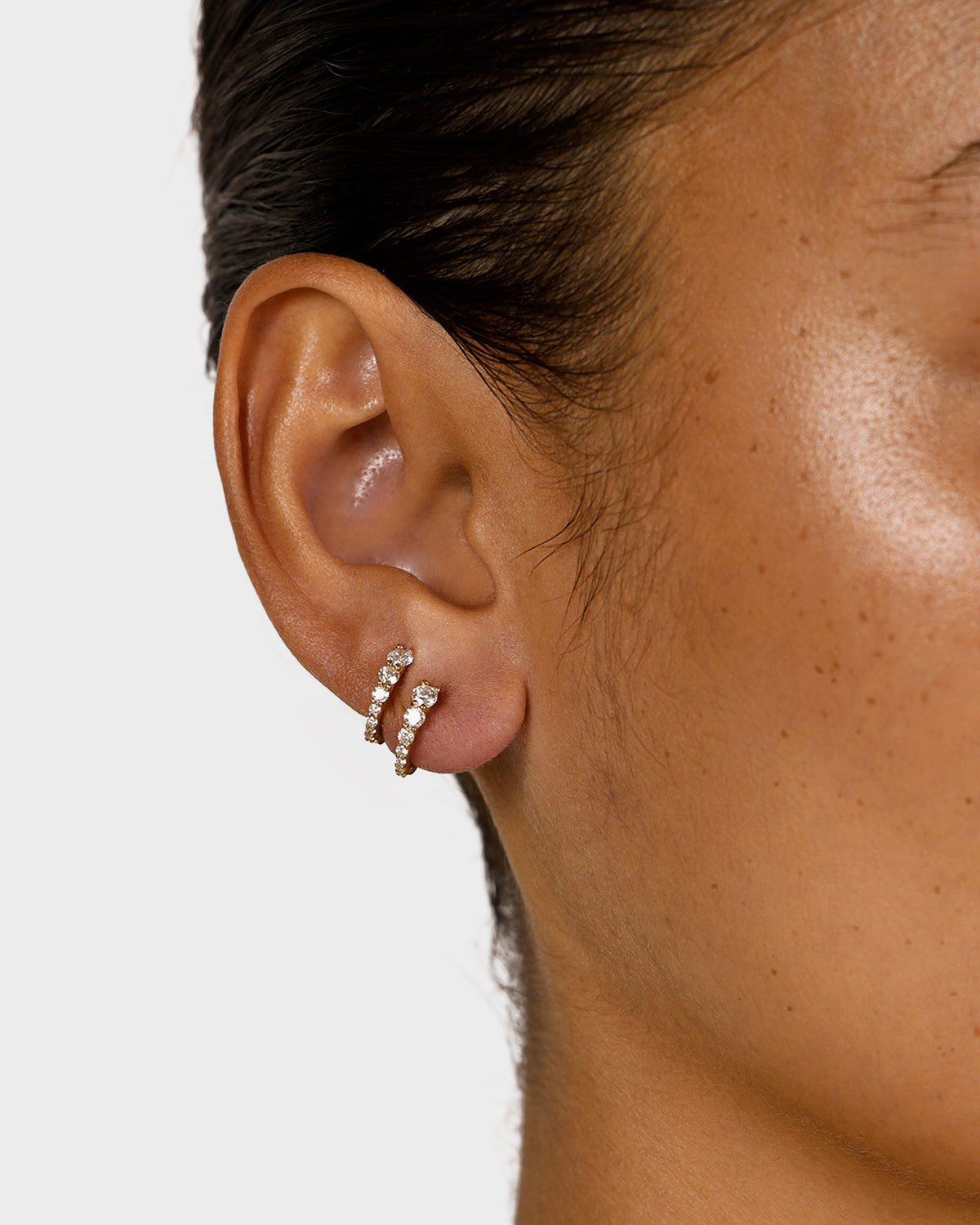 0.20 TCW Round Diamond Double-Sided Hoop Earrings 4