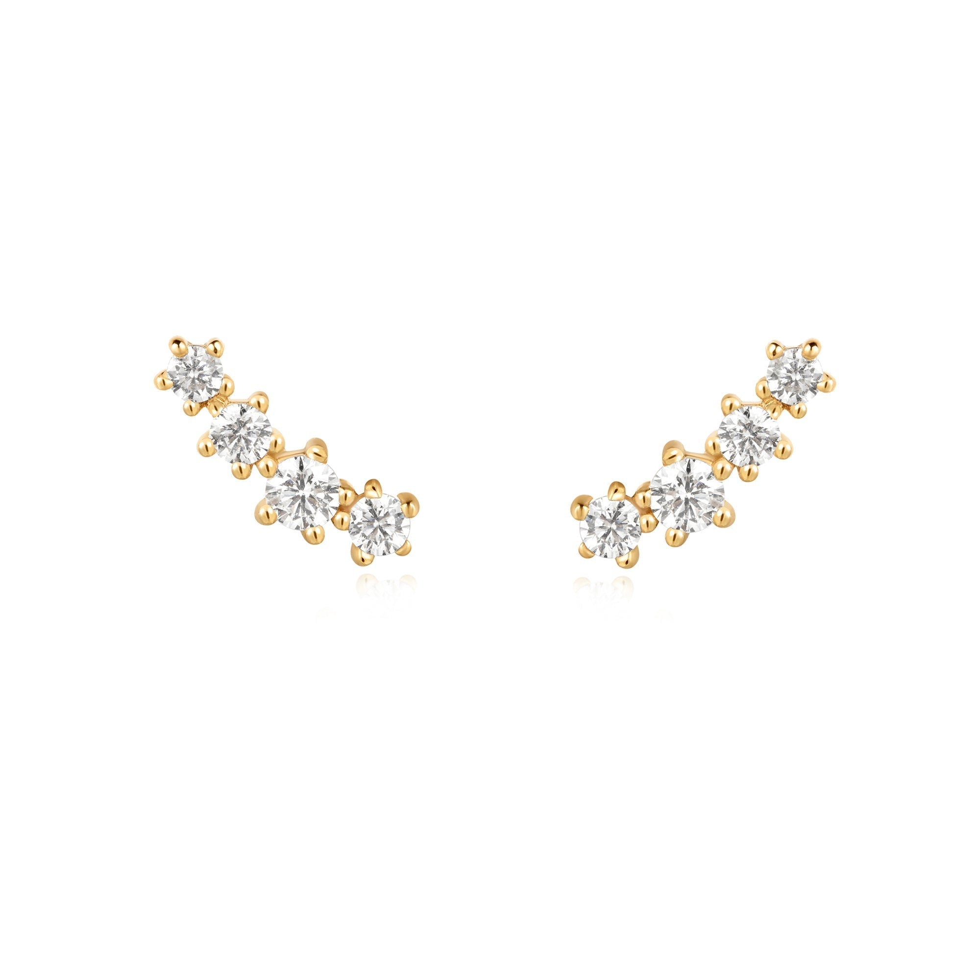 Elegant 0.30 Carat Round Lab-Grown Diamond Climber Earrings