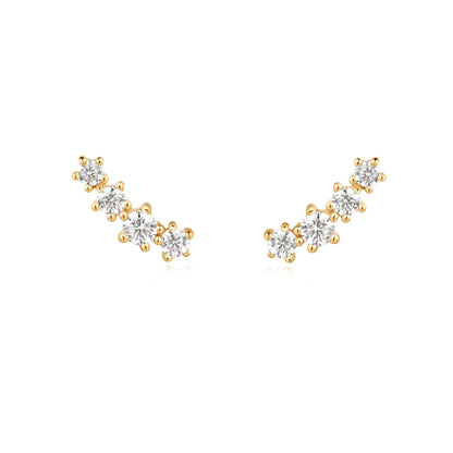 Elegant 0.30 Carat Round Lab-Grown Diamond Climber Earrings 4