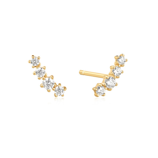 Elegant 0.30 Carat Round Lab-Grown Diamond Climber Earrings