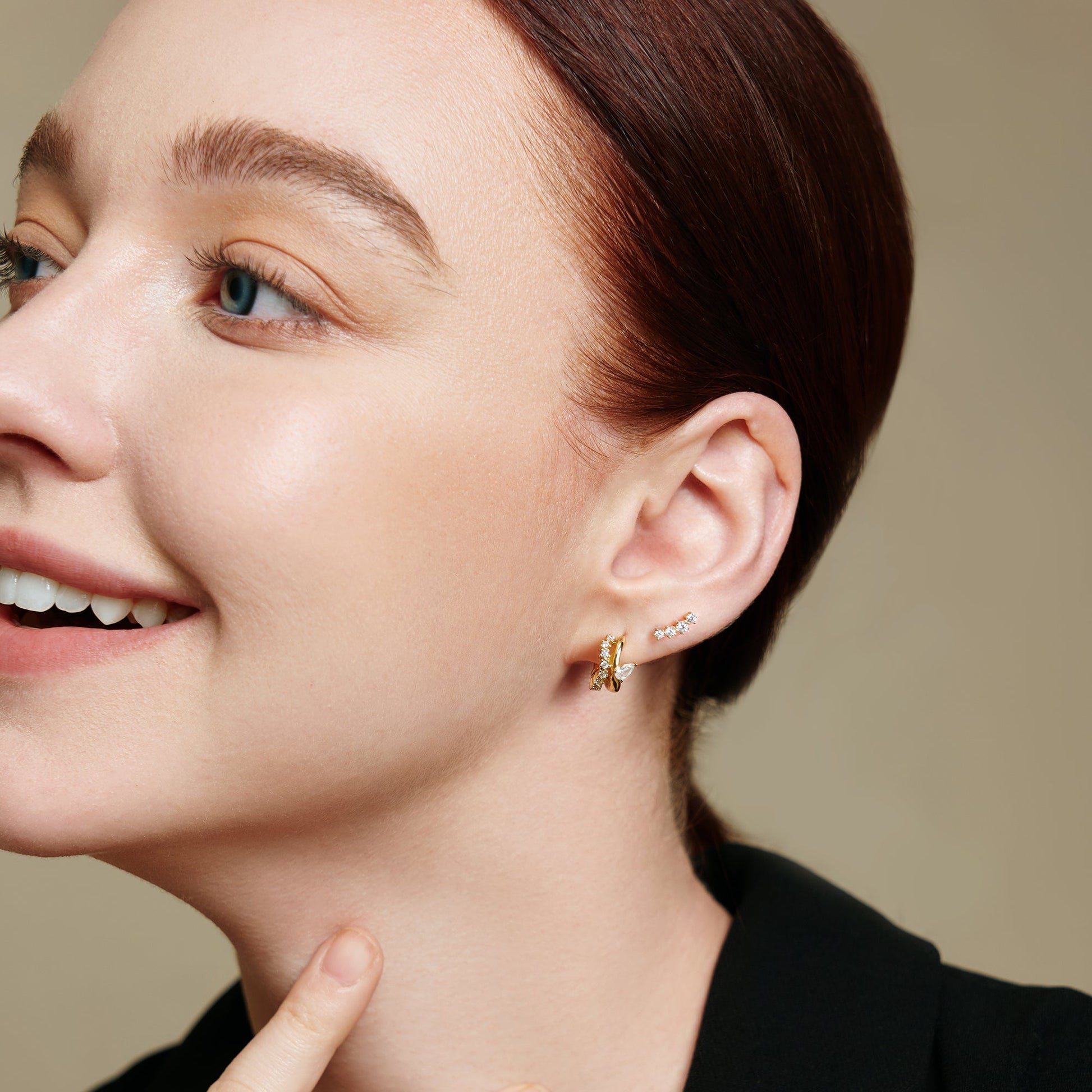 Elegant 0.30 Carat Round Lab-Grown Diamond Climber Earrings 2