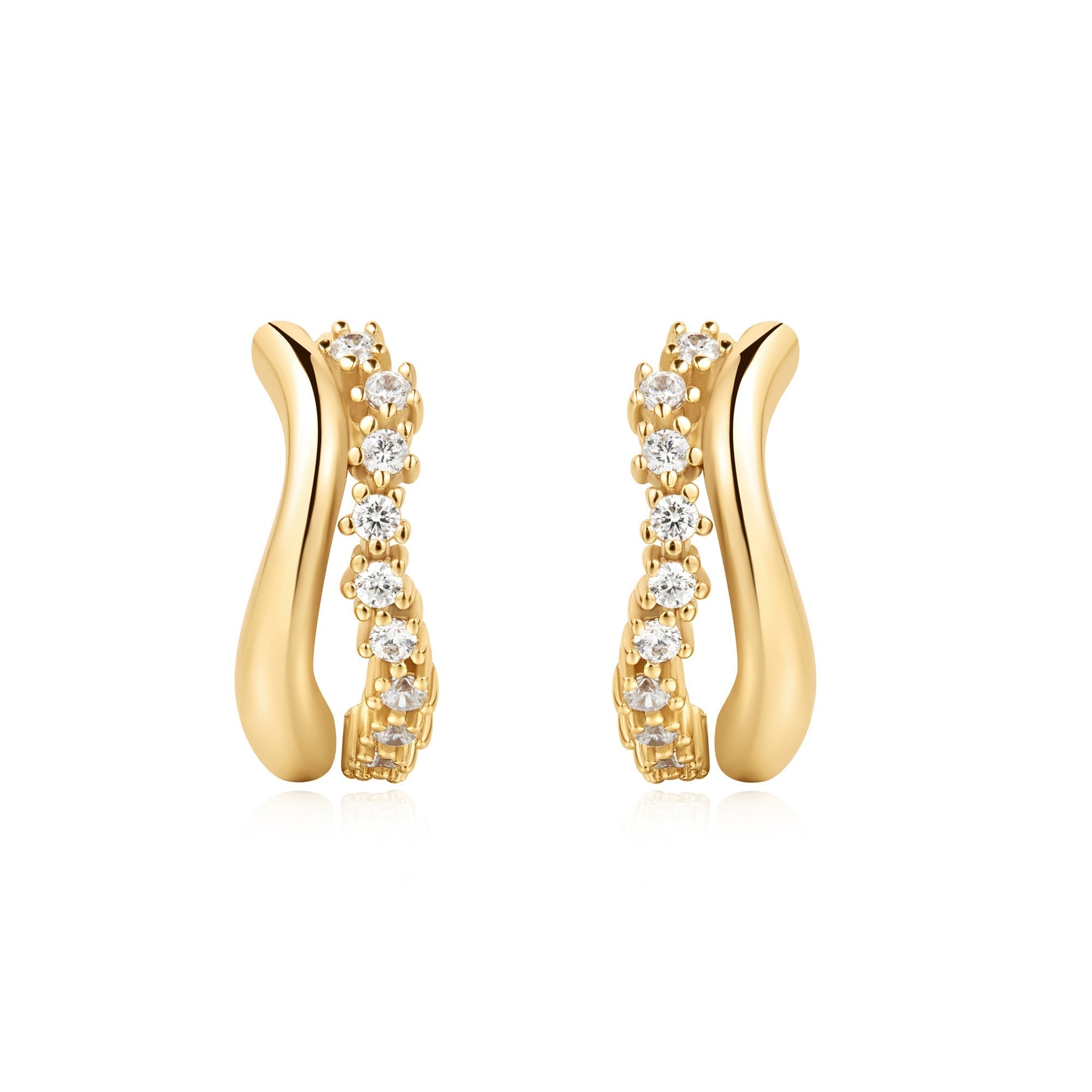 0.40TCW Round Lab-Grown Diamond Gold Huggie Earrings