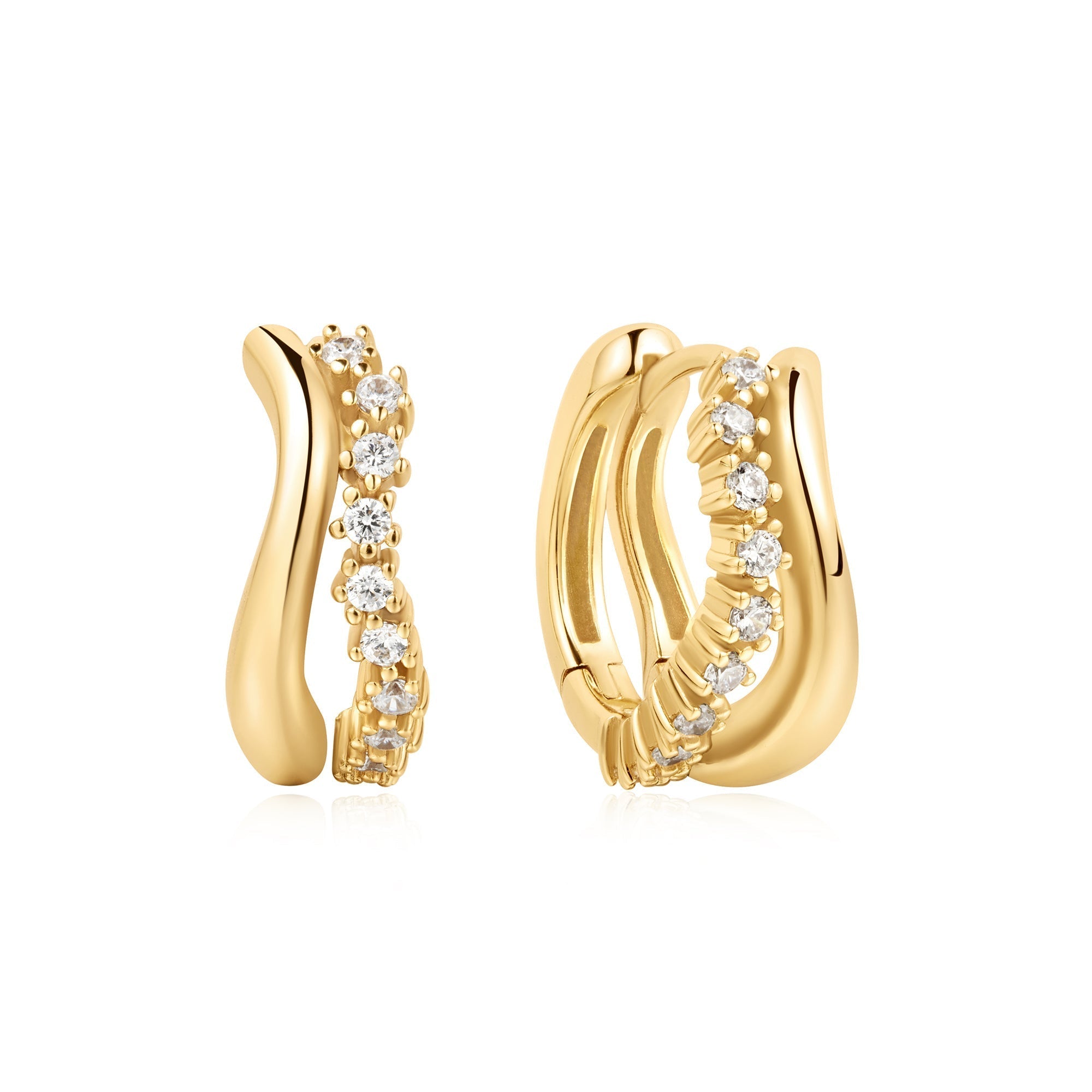 0.40TCW Round Lab-Grown Diamond Gold Huggie Earrings