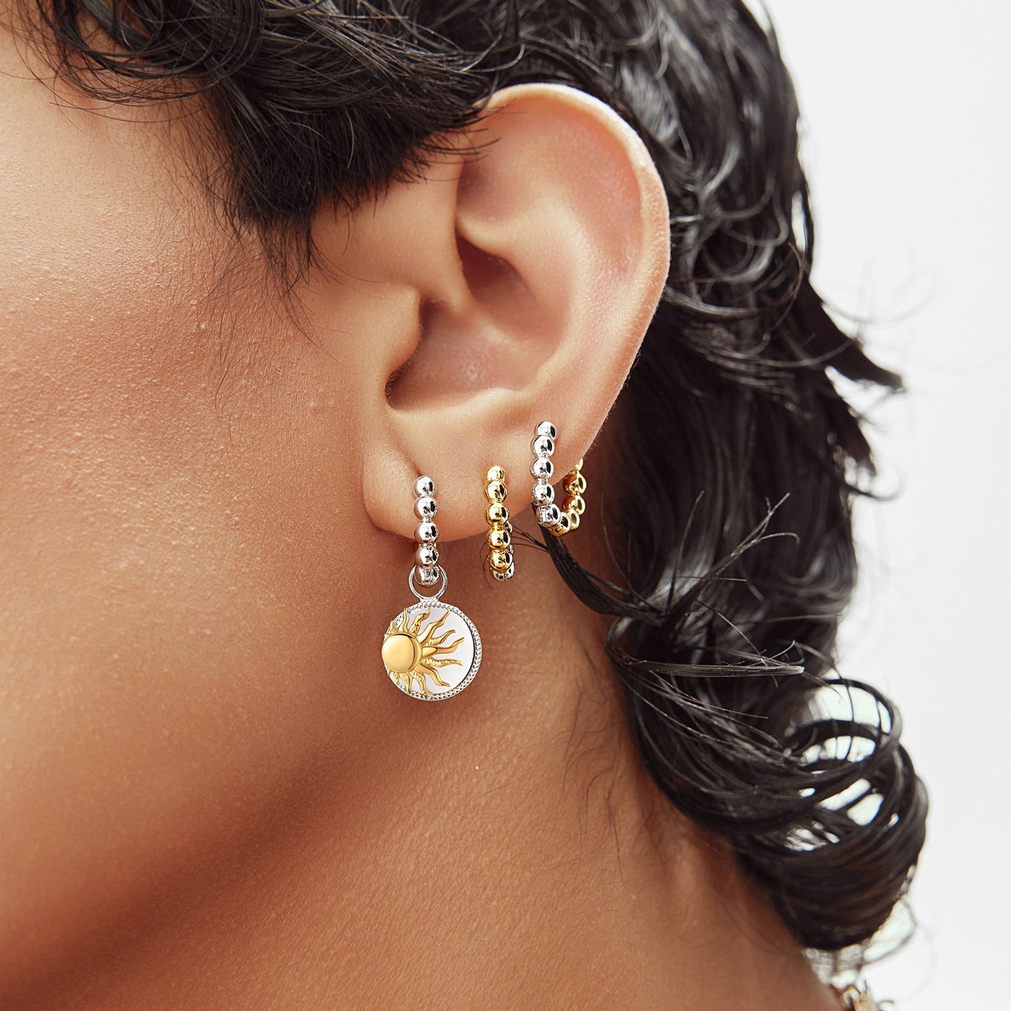 Celestial Charm: 0.02 TCW Round Lab-Grown Diamond Star and Sun Earrings 4