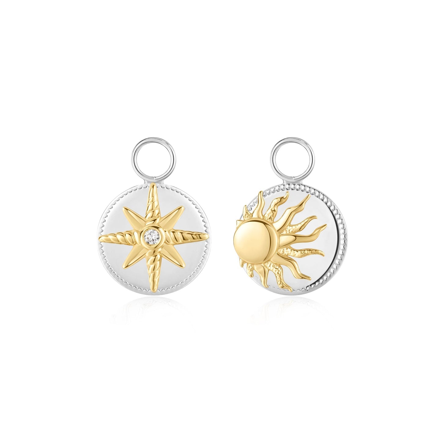 Celestial Charm: 0.02 TCW Round Lab-Grown Diamond Star and Sun Earrings 1