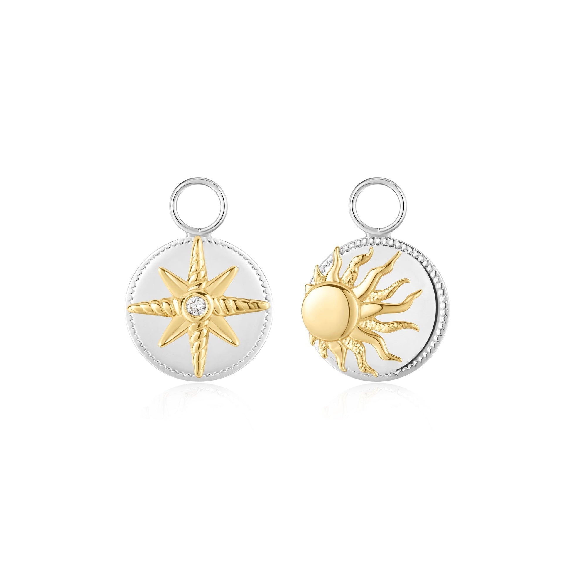 Celestial Charm: 0.02 TCW Round Lab-Grown Diamond Star and Sun Earrings 1