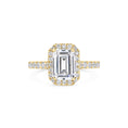 Load image into Gallery viewer, 2 ct Emerald F- VS1 Diamond Halo & Pave Moissanite Engagement Ring
