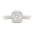 Load image into Gallery viewer, 0.76 ct Cushion F- VS1 Diamond Halo & Pave Moissanite Engagement Ring
