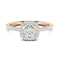 Load image into Gallery viewer, 0.76 ct Cushion F- VS1 Diamond Halo & Pave Moissanite Engagement Ring
