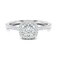 Load image into Gallery viewer, 0.76 ct Cushion F- VS1 Diamond Halo & Pave Moissanite Engagement Ring
