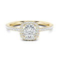 Load image into Gallery viewer, 0.76 ct Cushion F- VS1 Diamond Halo & Pave Moissanite Engagement Ring
