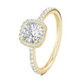 Load image into Gallery viewer, 0.76 ct Cushion F- VS1 Diamond Halo & Pave Moissanite Engagement Ring
