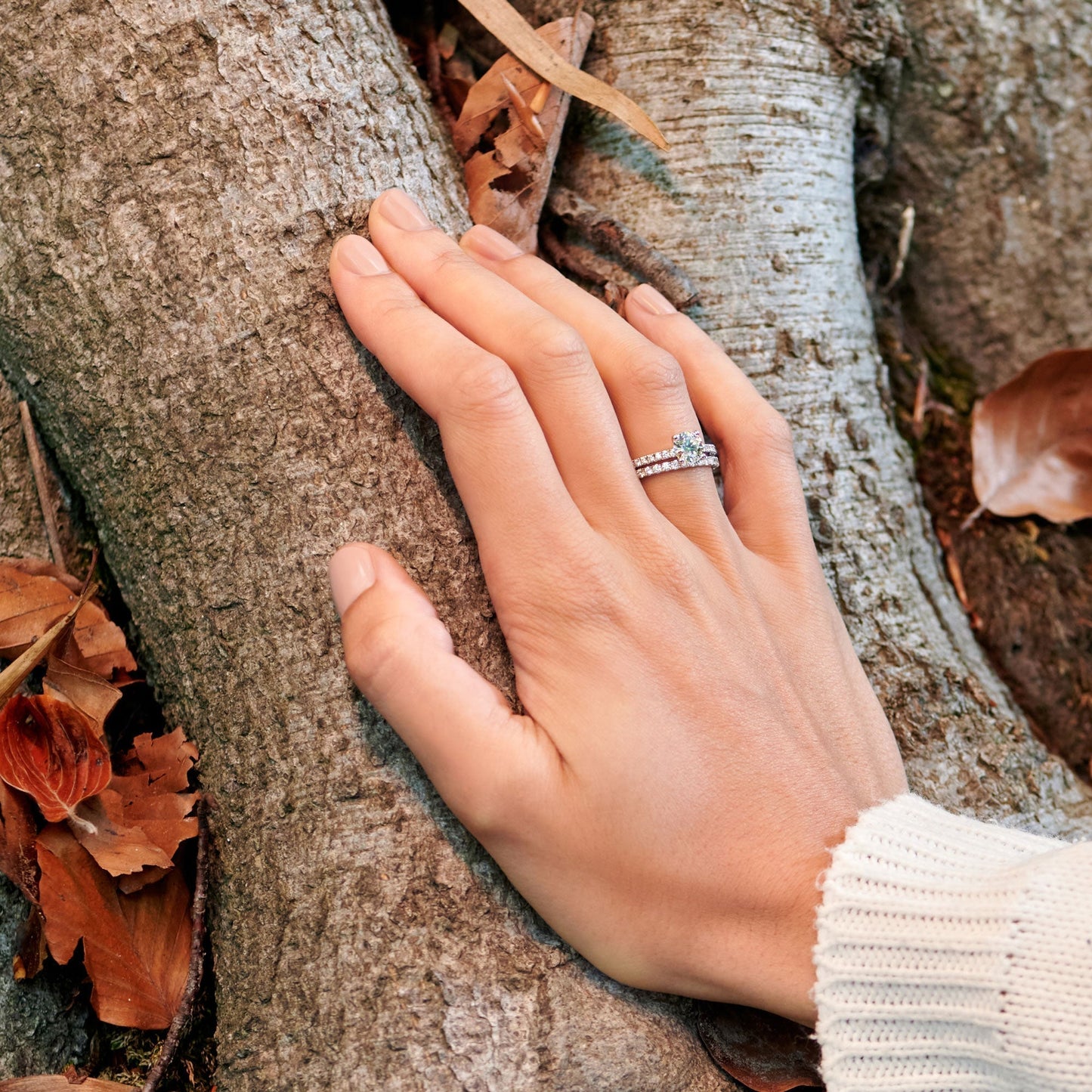 1.03 CT Round Lab-Grown Diamond Pavé Engagement Ring 16