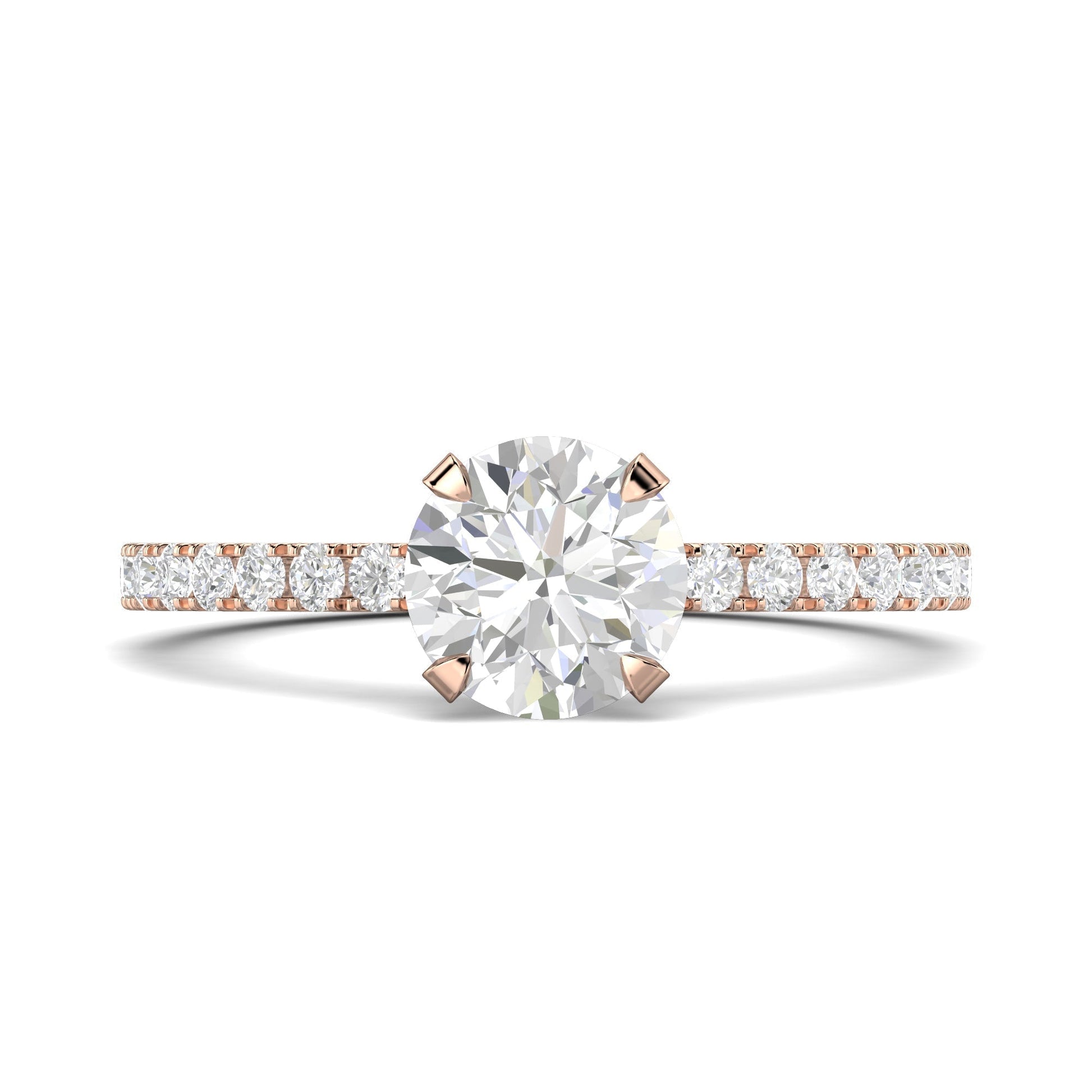 1.03 CT Round Lab-Grown Diamond Pavé Engagement Ring 10