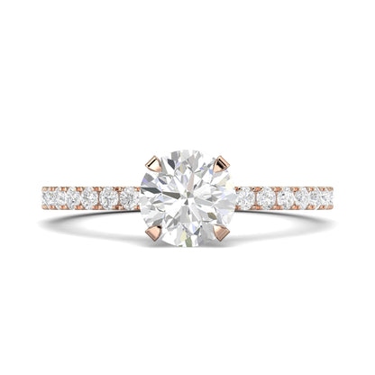 1.03 CT Round Lab-Grown Diamond Pavé Engagement Ring 10