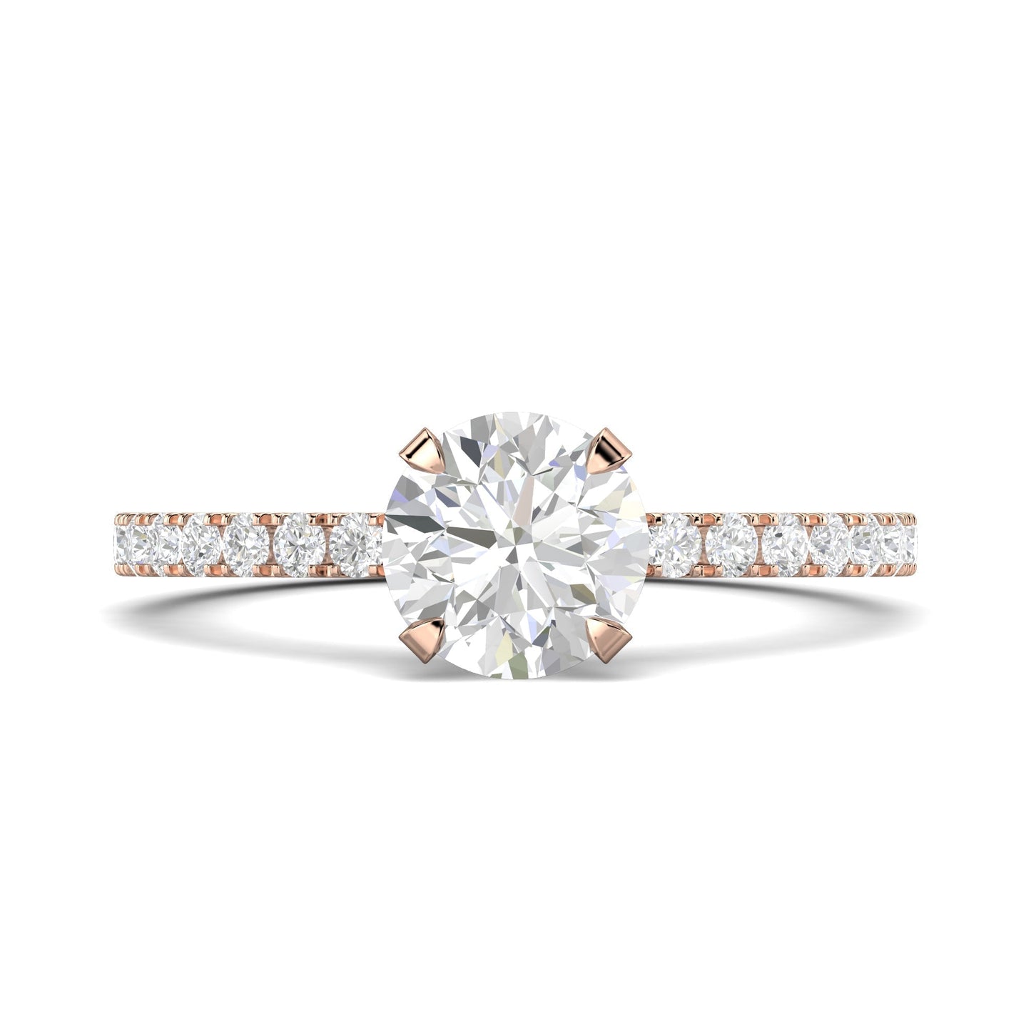 1.03 CT Round Cut Pave CVD F/VS1 Diamond Engagement Ring 13