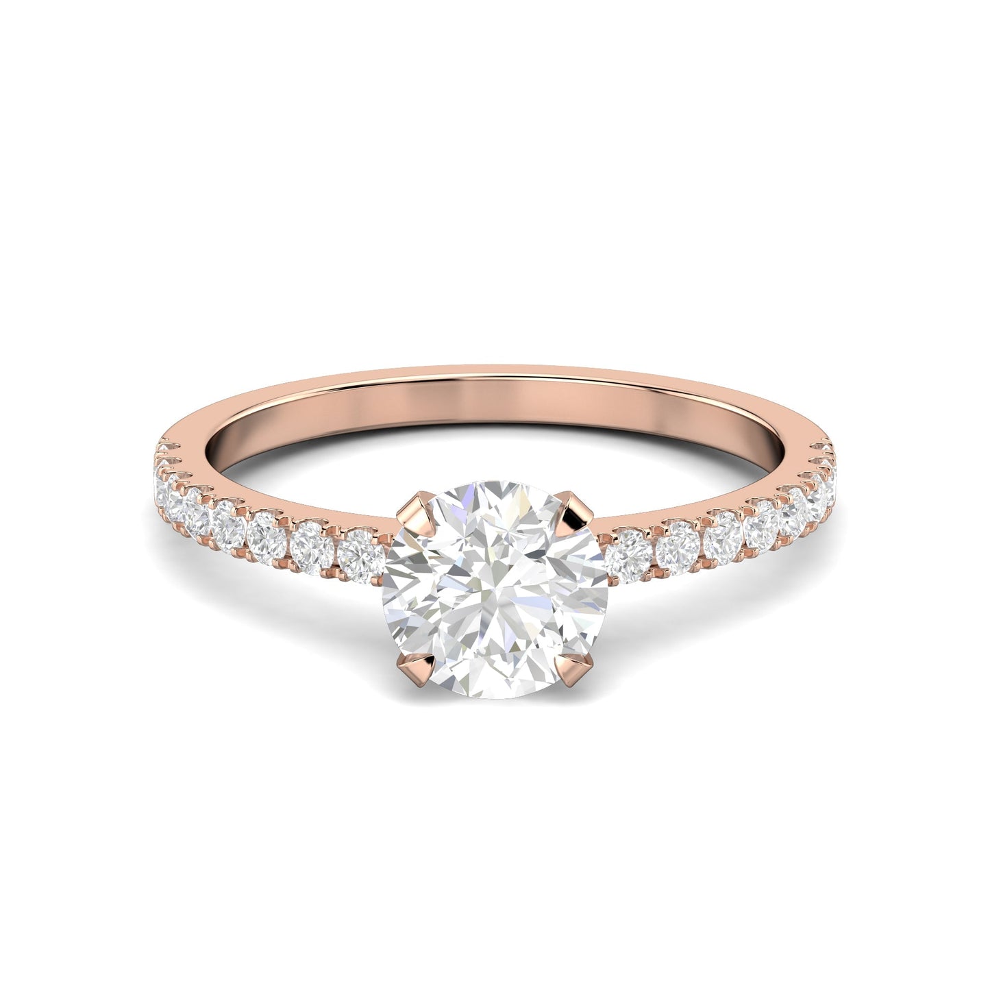 1.03 CT Round Lab-Grown Diamond Pavé Engagement Ring 11