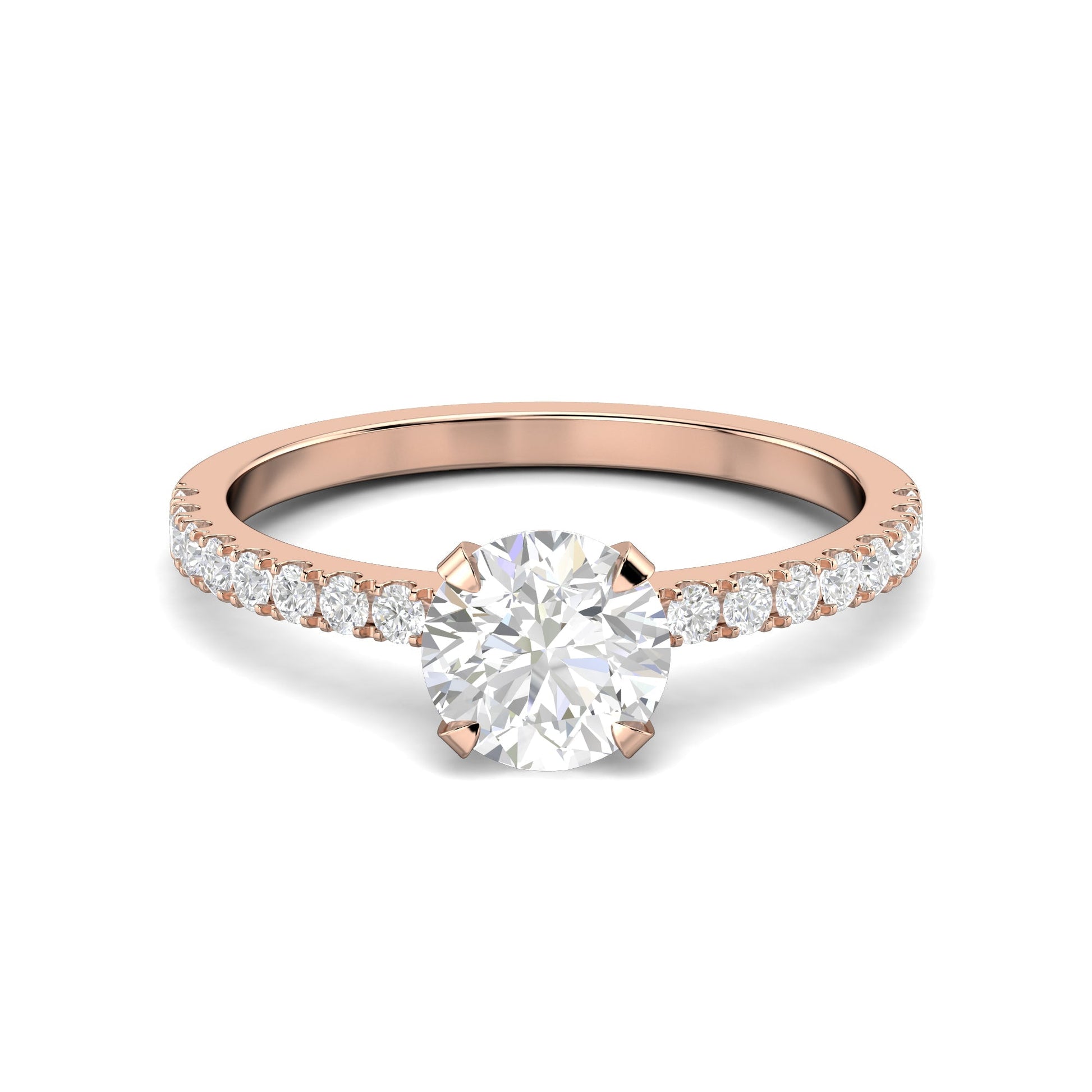 1.03 CT Round Lab-Grown Diamond Pavé Engagement Ring 11