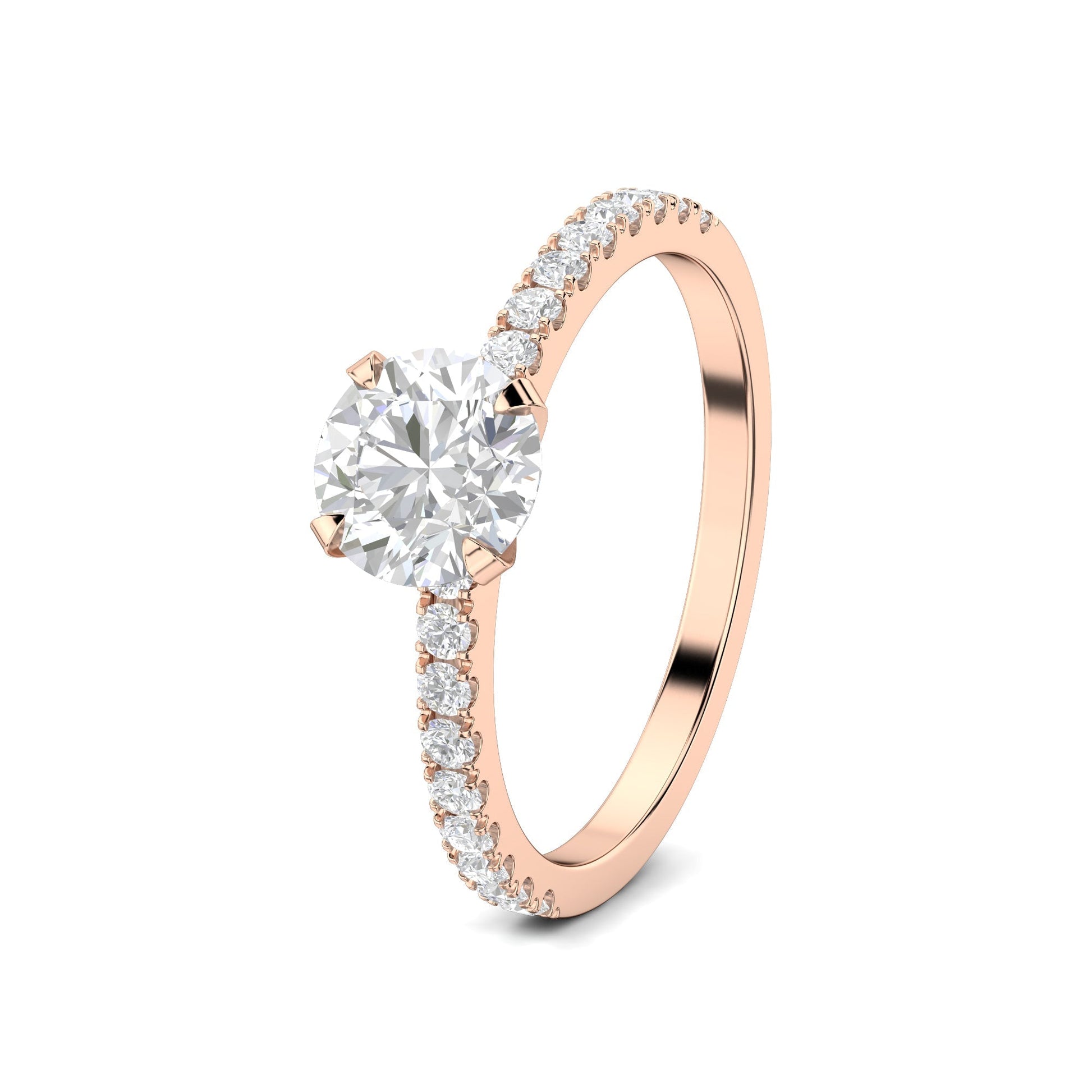 1.03 CT Round Lab-Grown Diamond Pavé Engagement Ring 13