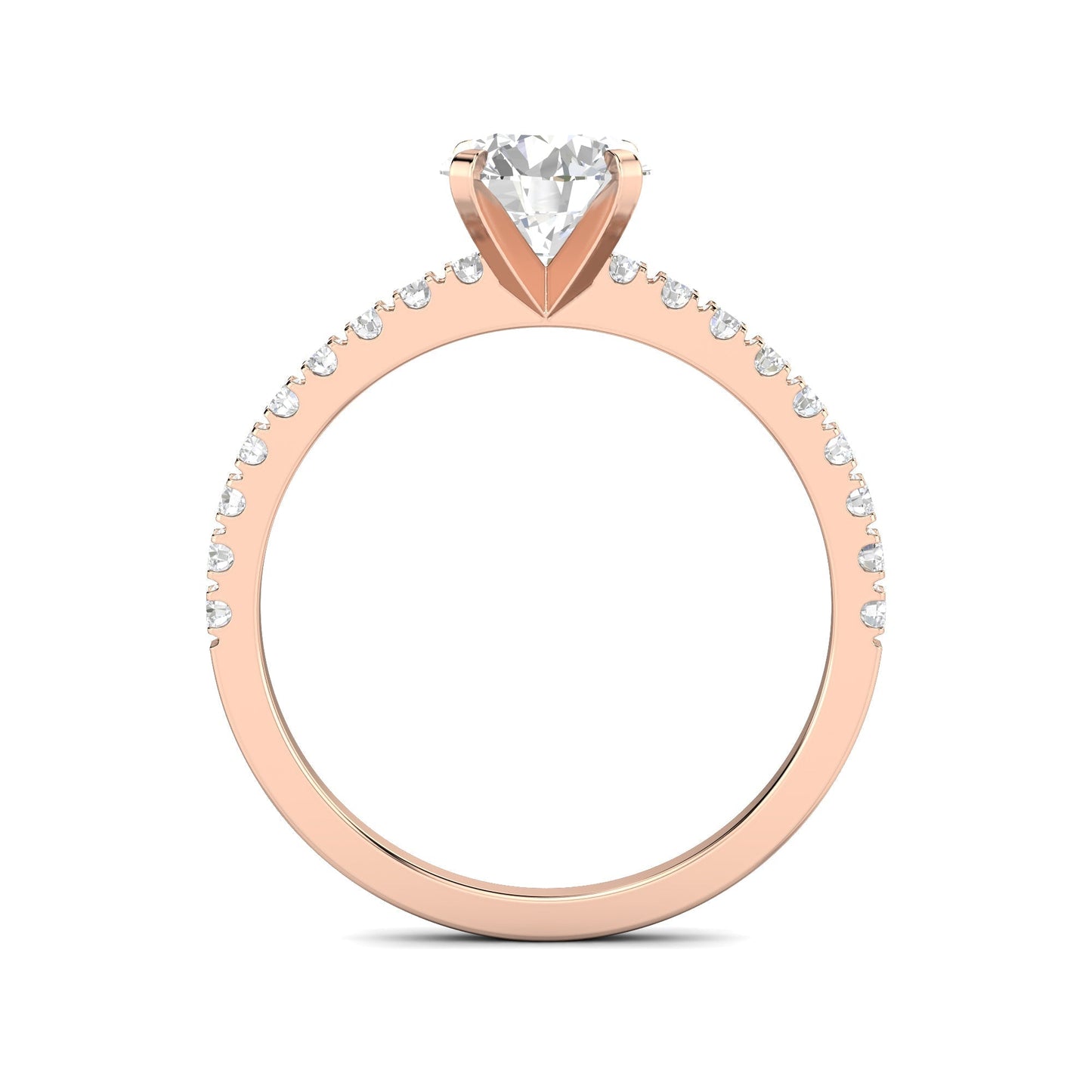 1.03 CT Round Lab-Grown Diamond Pavé Engagement Ring 14
