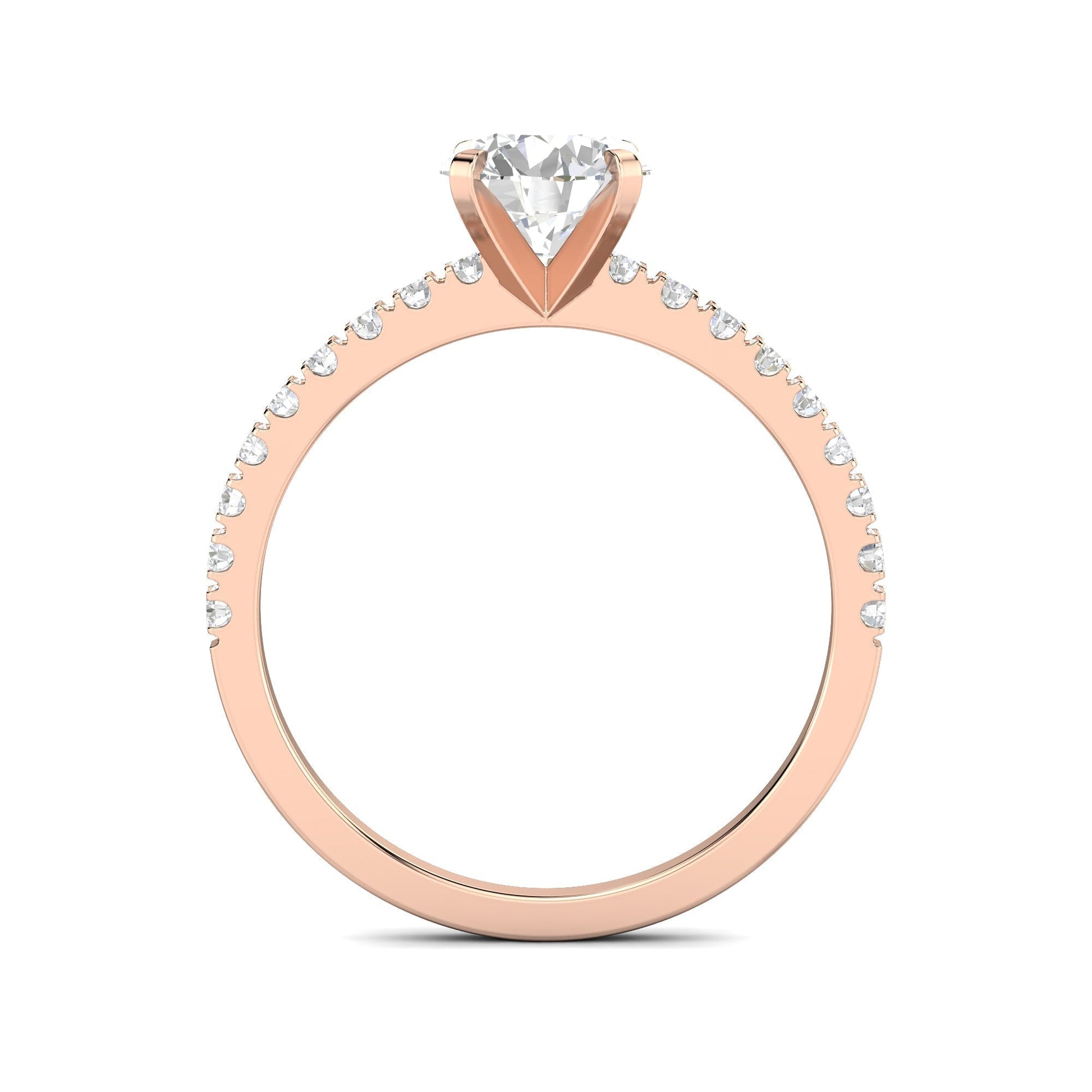 1.03 CT Round Lab-Grown Diamond Pavé Engagement Ring 14