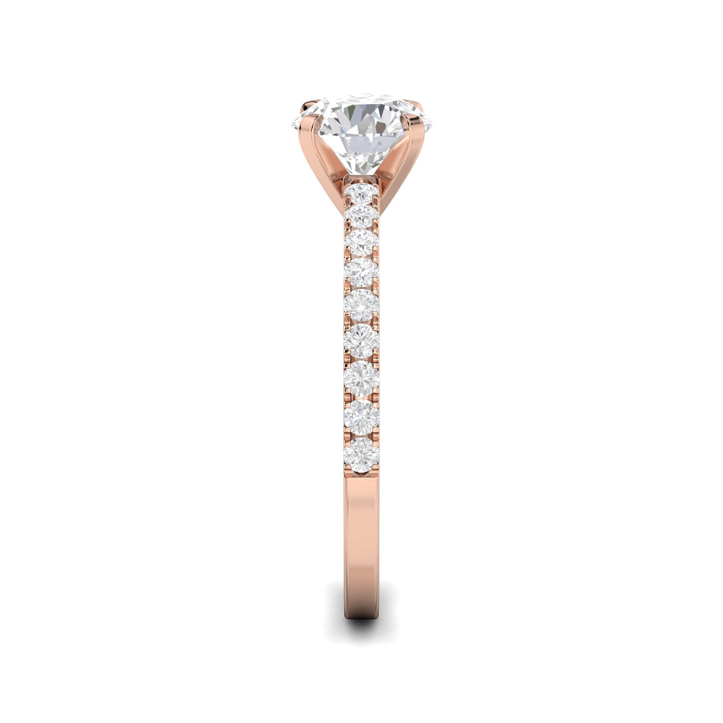 1.03 CT Round Lab-Grown Diamond Pavé Engagement Ring 12