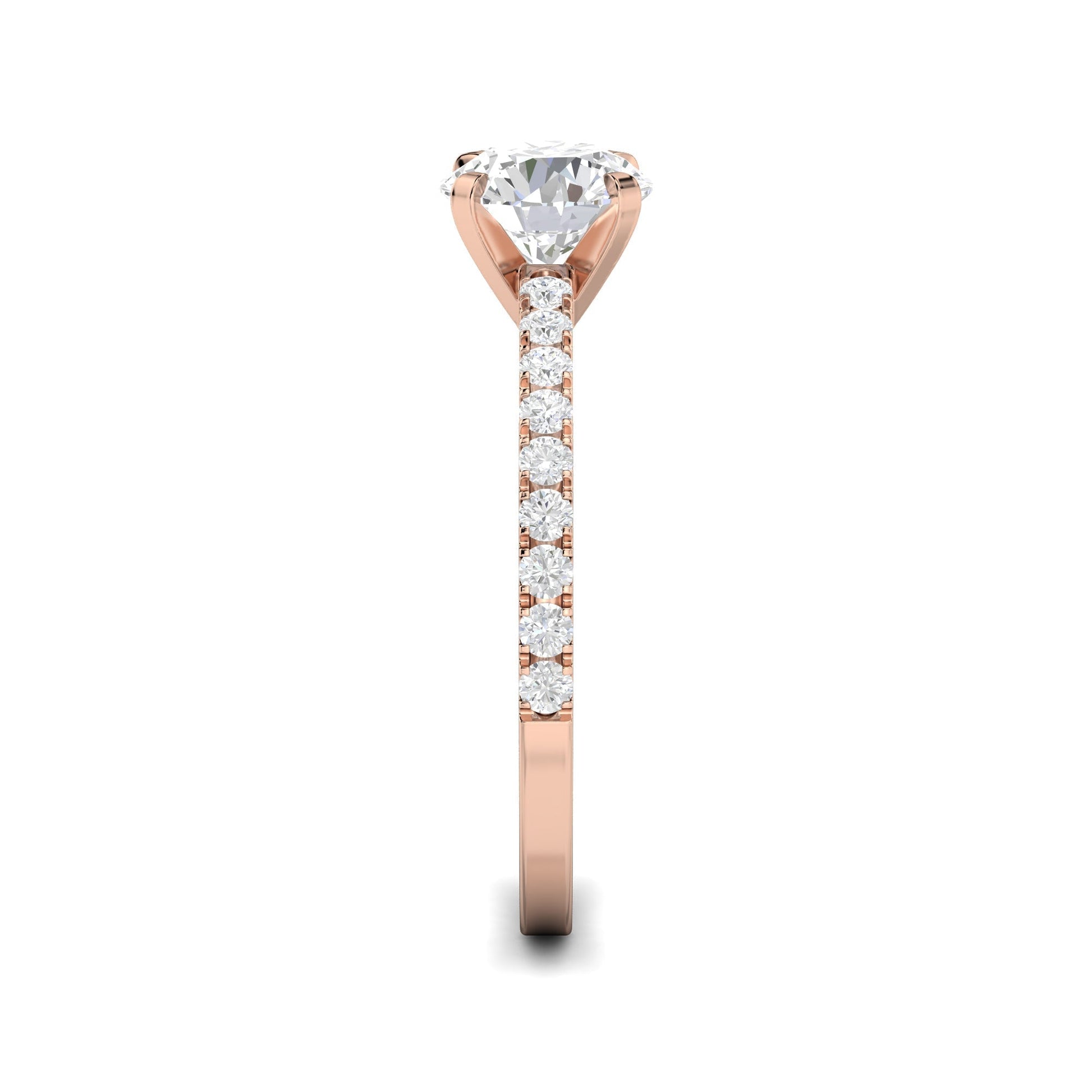 1.03 CT Round Lab-Grown Diamond Pavé Engagement Ring 12