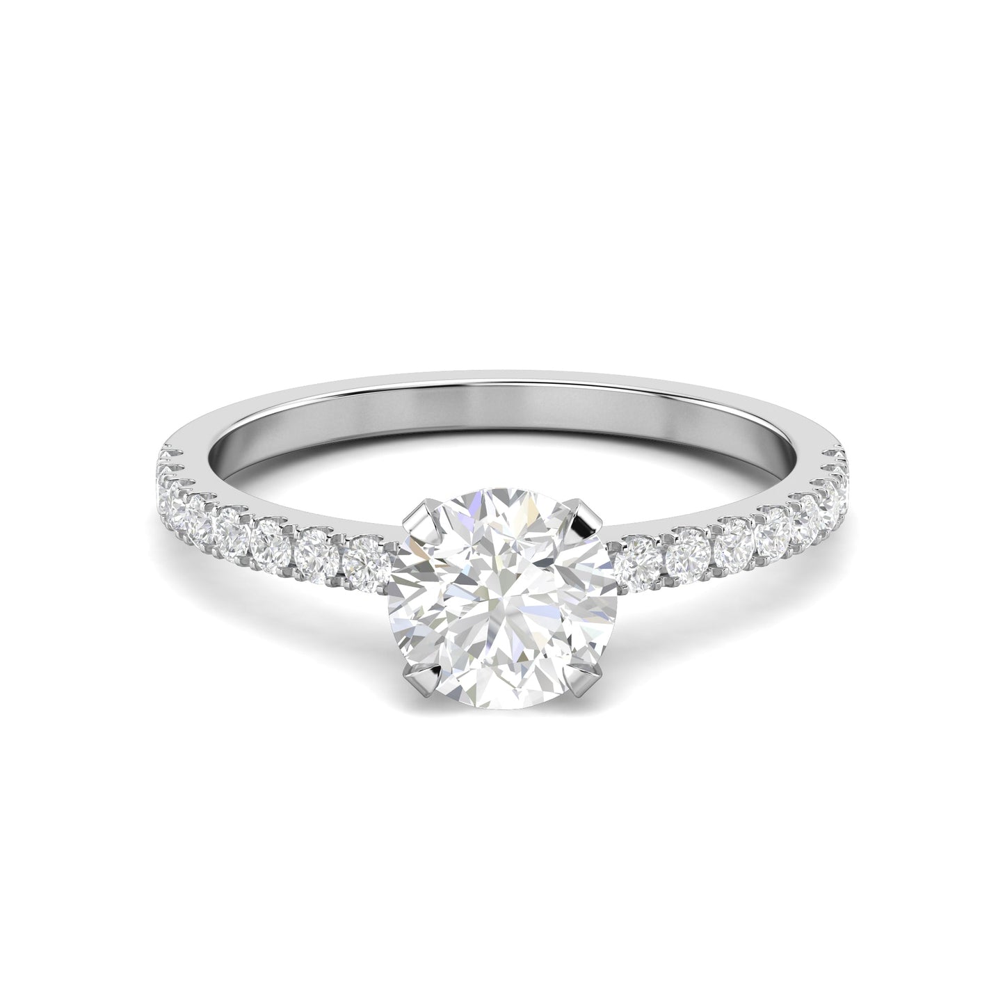 1.03 CT Round Lab-Grown Diamond Pavé Engagement Ring 6