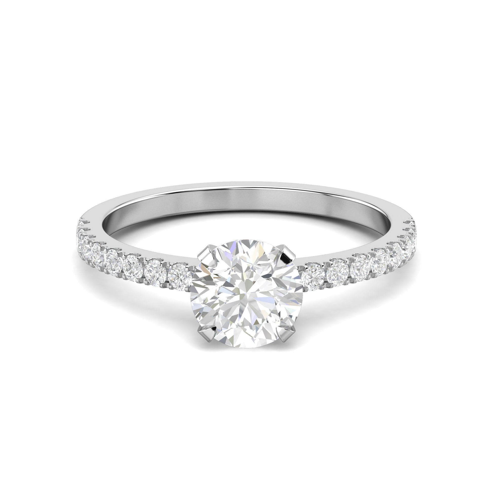 1.03 CT Round Lab-Grown Diamond Pavé Engagement Ring 6