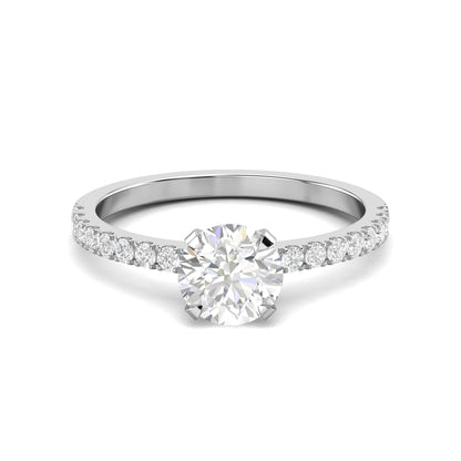 1.03 CT Round Lab-Grown Diamond Pavé Engagement Ring 6